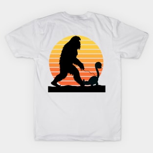 Bigfoot walking Dinosaur T-Shirt